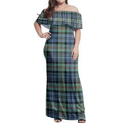 MacKinlay Ancient Tartan Off Shoulder Long Dress