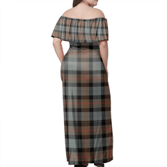 Gunn Weathered Tartan Off Shoulder Long Dress