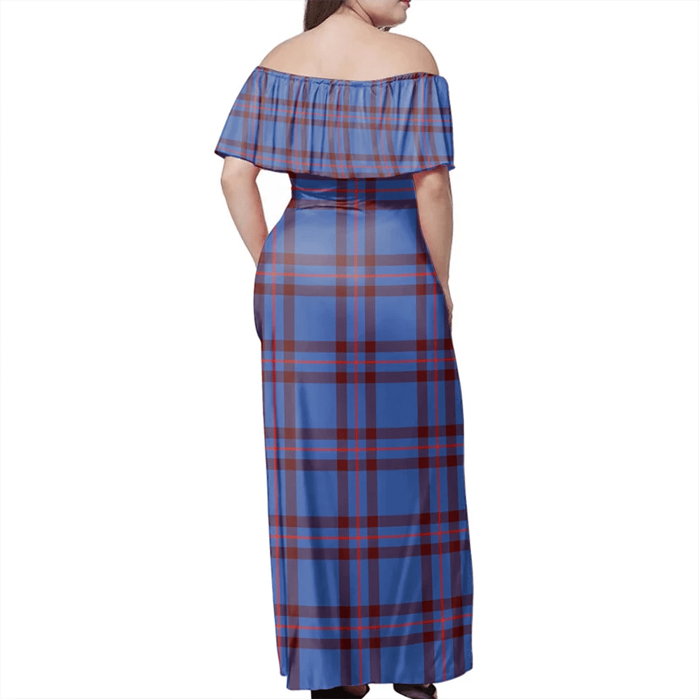 Elliot Modern Tartan Off Shoulder Long Dress