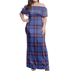 Elliot Modern Tartan Off Shoulder Long Dress