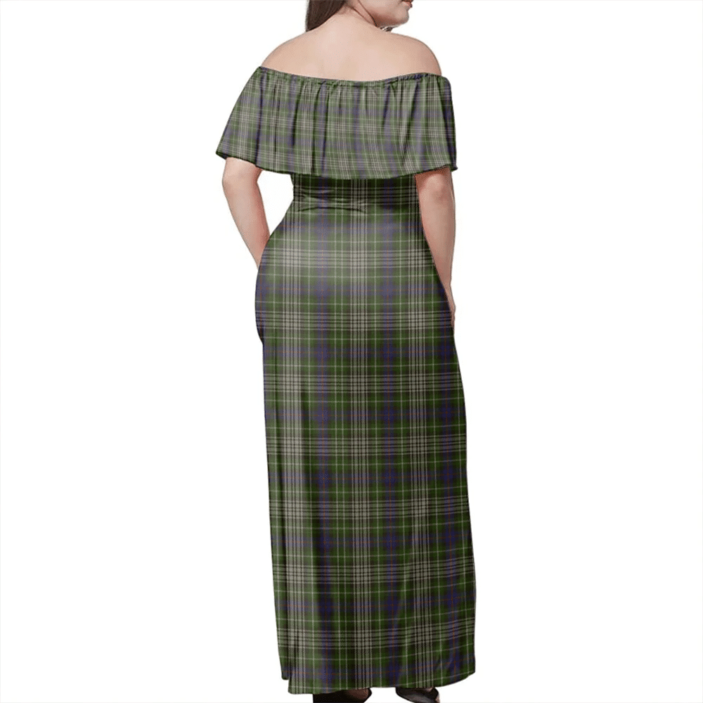 Davidson Tulloch Dress Tartan Off Shoulder Long Dress