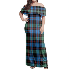 Guthrie Ancient Tartan Off Shoulder Long Dress