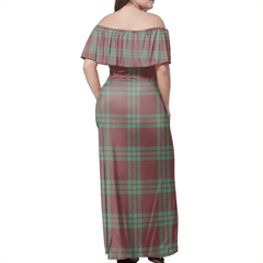 MacGregor Hunting Ancient Tartan Off Shoulder Long Dress