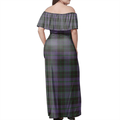 Clergy Green Tartan Off Shoulder Long Dress