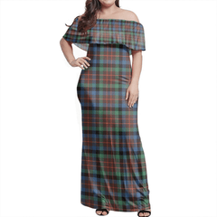 MacDuff Hunting Ancient Tartan Off Shoulder Long Dress