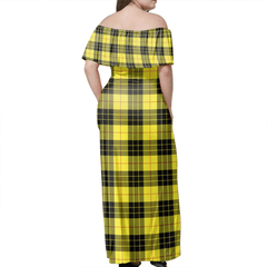 MacLeod Of Lewis Modern Tartan Off Shoulder Long Dress