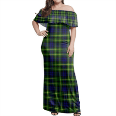 Campbell Of Breadalbane Modern Tartan Off Shoulder Long Dress