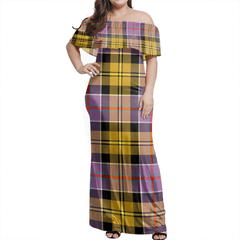 Culloden Ancient Tartan Off Shoulder Long Dress