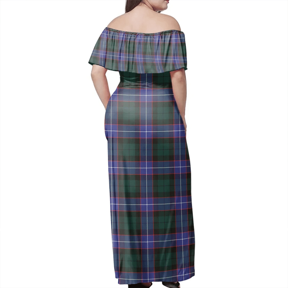 Guthrie Modern Tartan Off Shoulder Long Dress