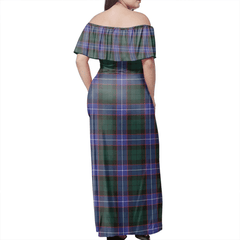 Guthrie Modern Tartan Off Shoulder Long Dress