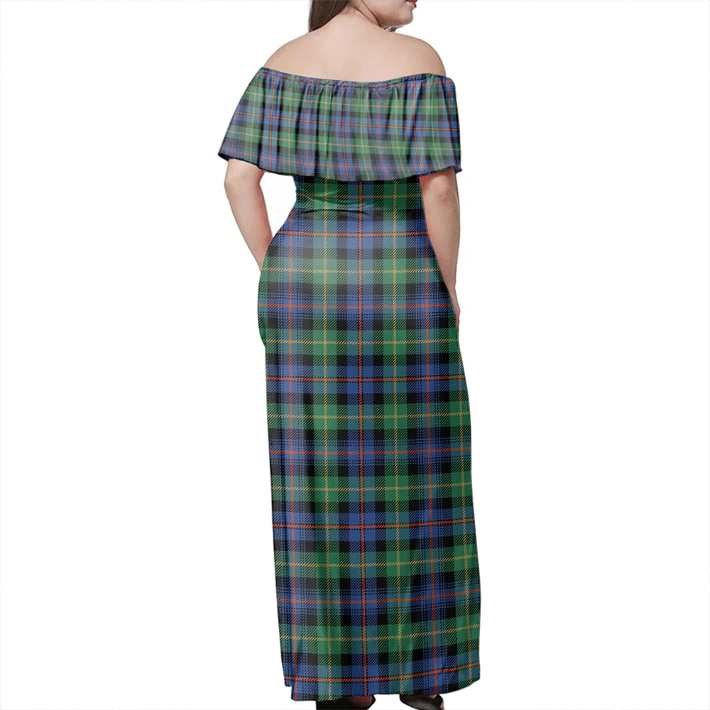 Farquharson Ancient Tartan Off Shoulder Long Dress