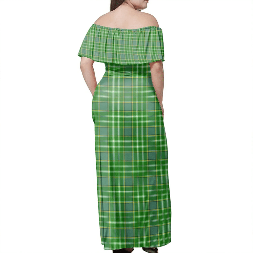 Currie Tartan Off Shoulder Long Dress