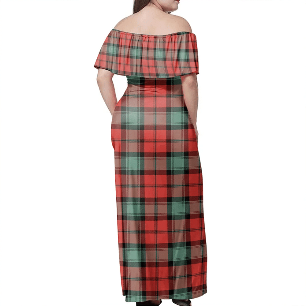 Kerr Ancient Tartan Off Shoulder Long Dress