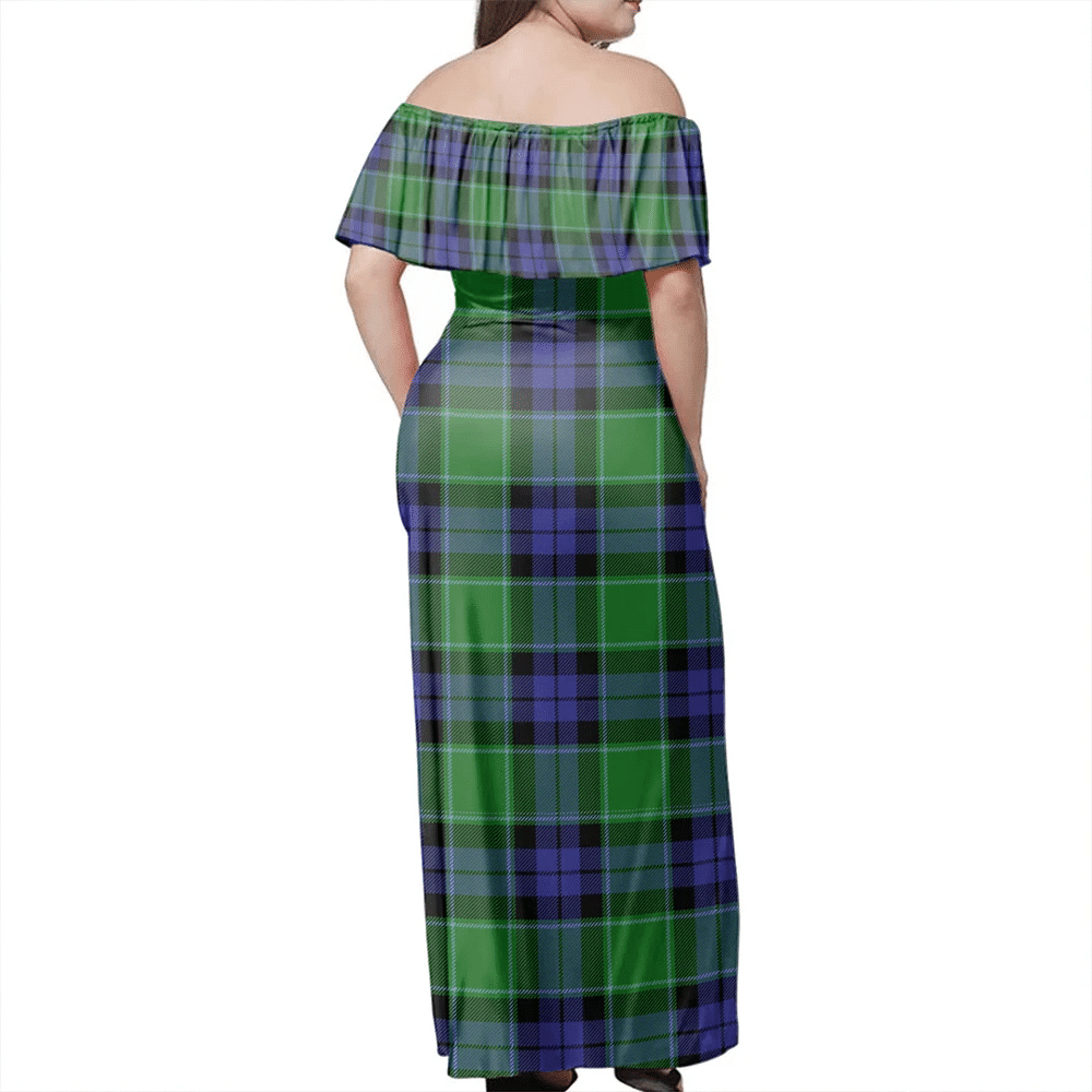 Graham Of Menteith Modern Tartan Off Shoulder Long Dress