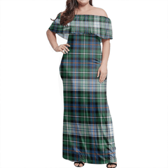 MacKenzie Dress Ancient Tartan Off Shoulder Long Dress