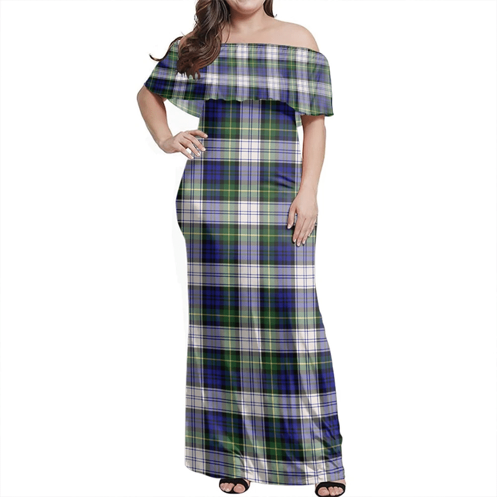 Gordon Dress Modern Tartan Off Shoulder Long Dress