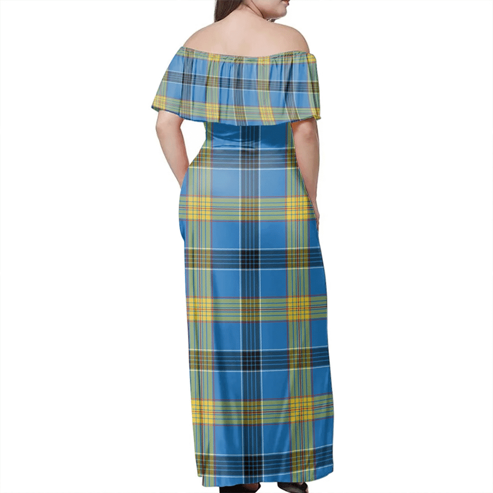 Laing Tartan Off Shoulder Long Dress