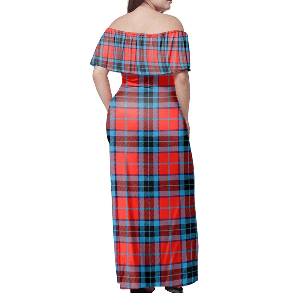 MacTavish Modern Tartan Off Shoulder Long Dress