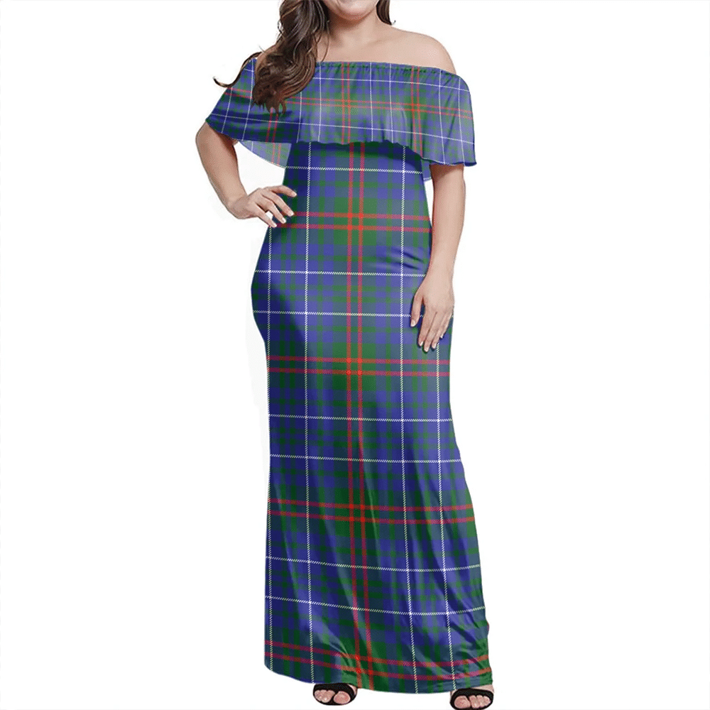 Edmonstone Tartan Off Shoulder Long Dress