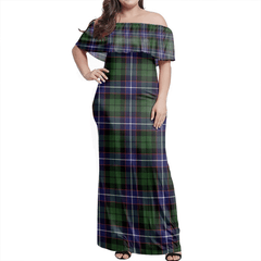 Galbraith Modern Tartan Off Shoulder Long Dress