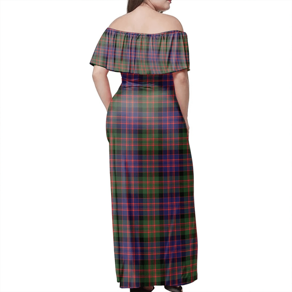 MacDonald Modern Tartan Off Shoulder Long Dress