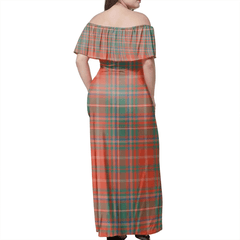 MacDougall Ancient Tartan Off Shoulder Long Dress