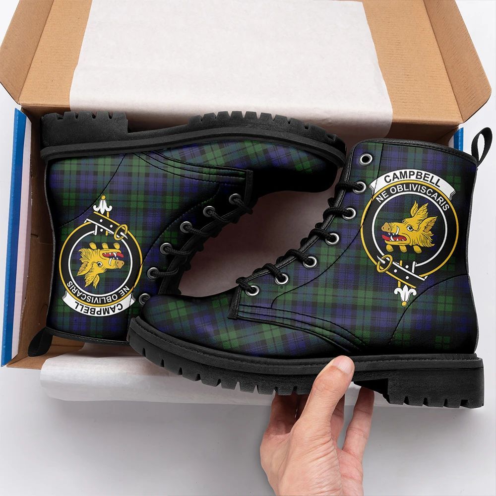 Campbell Modern Tartan Crest Leather Boots