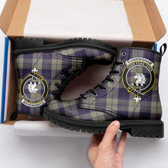 Cunningham Dress Blue Dancers Tartan Crest Leather Boots