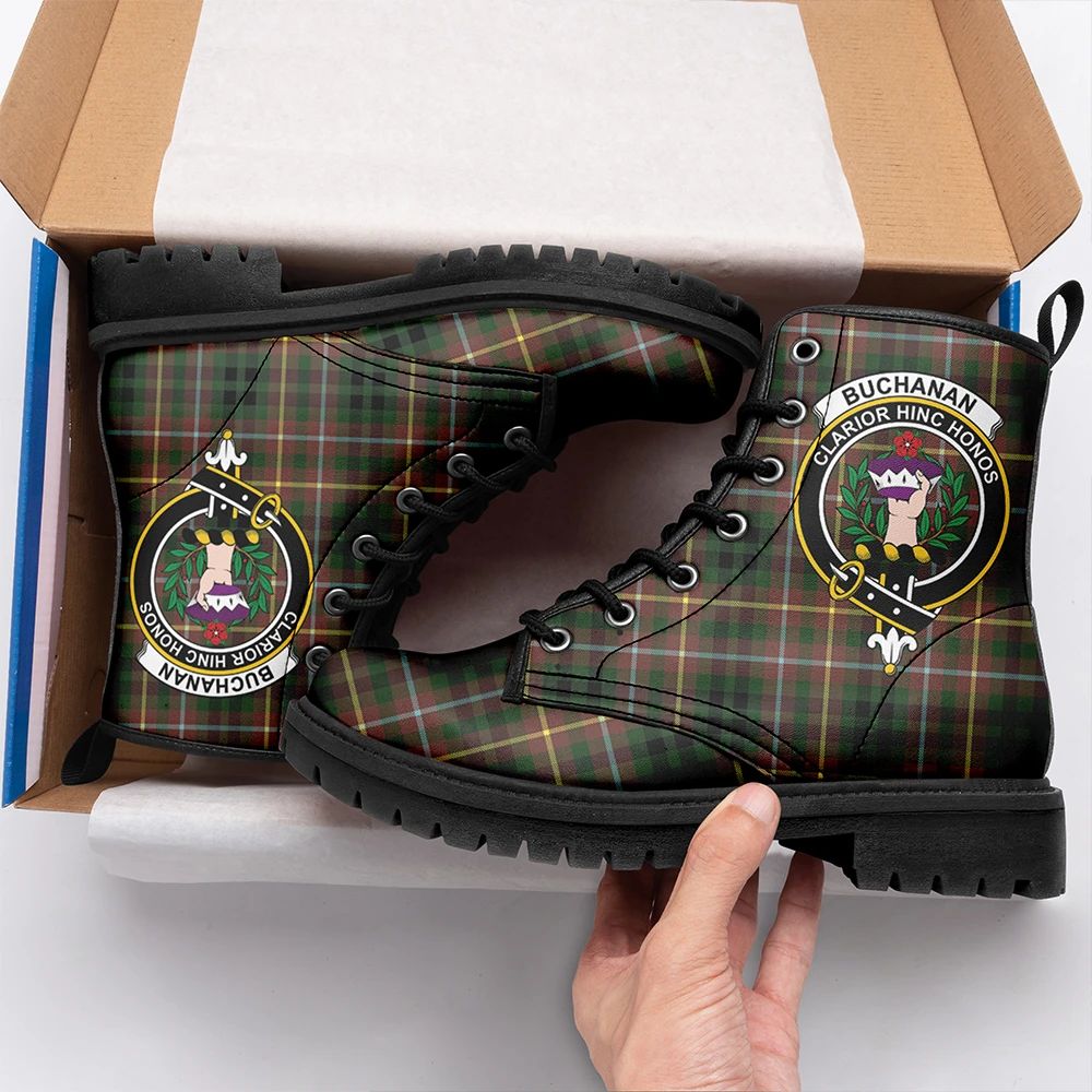 Buchanan Hunting Tartan Crest Leather Boots