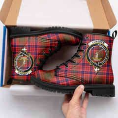 Lumsden Modern Tartan Crest Leather Boots