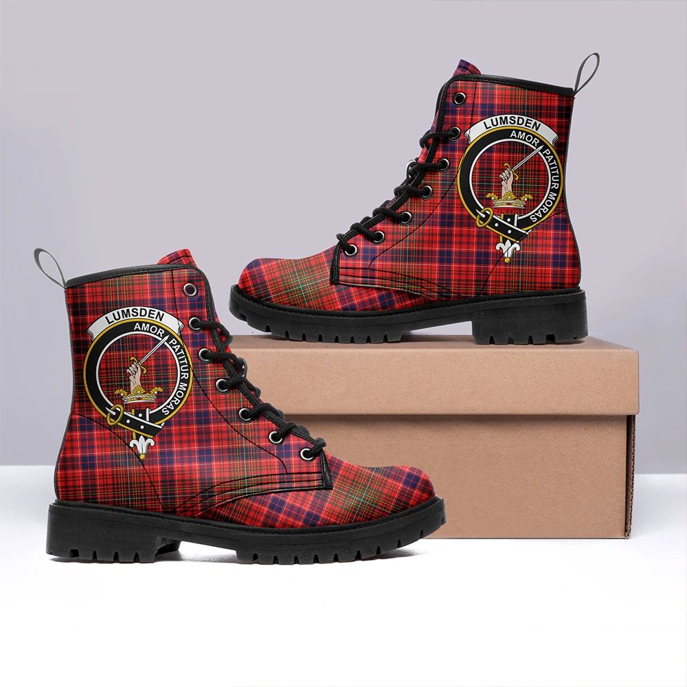 Lumsden Modern Tartan Crest Leather Boots