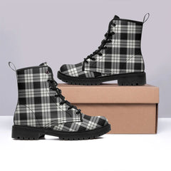 MacFarlane Black & White Ancient Tartan Leather Boots