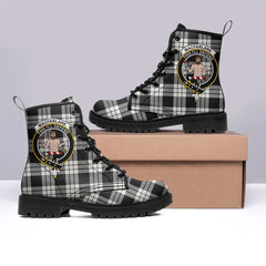 MacFarlane Black & White Ancient Tartan Crest Leather Boots