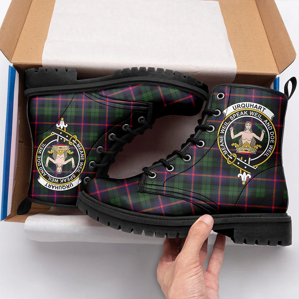 Urquhart Modern Tartan Crest Leather Boots