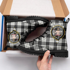 MacFarlane Black & White Ancient Tartan Crest Leather Boots