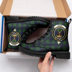 Keith Modern Tartan Crest Leather Boots