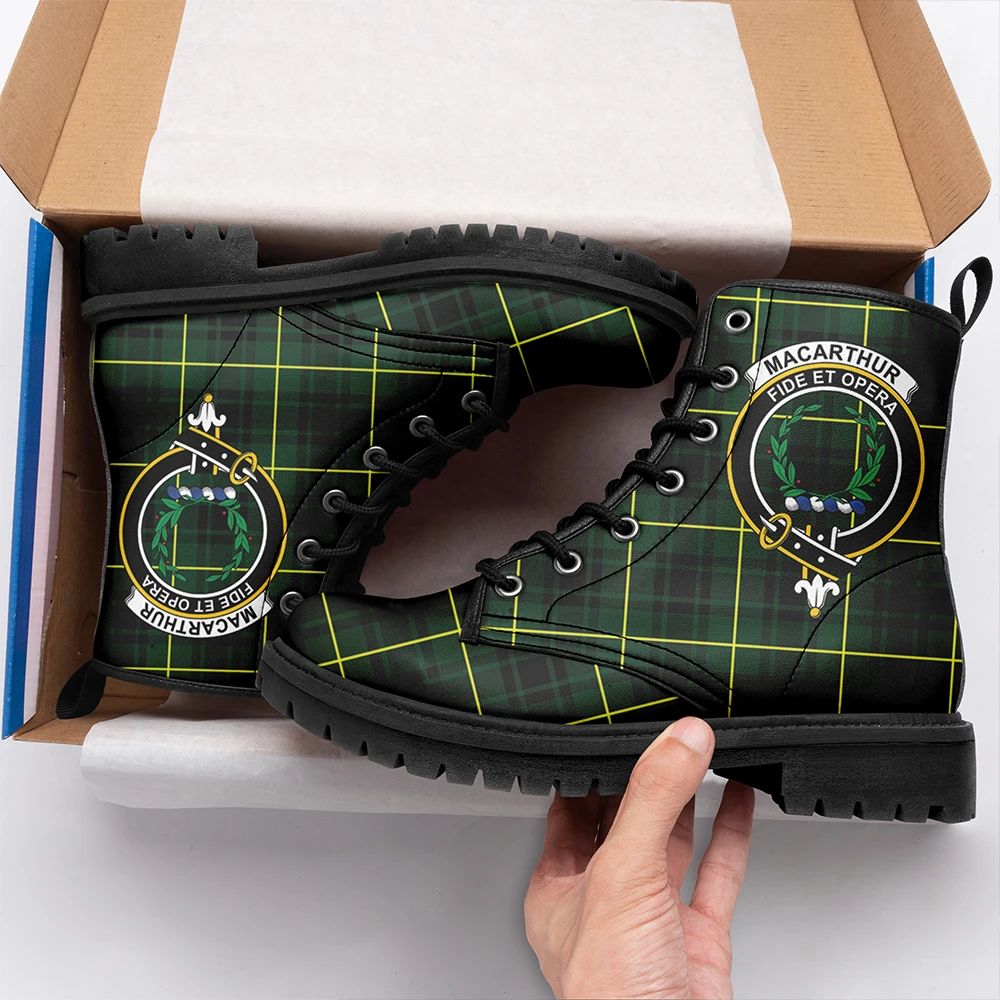 MacArthur Modern Tartan Crest Leather Boots