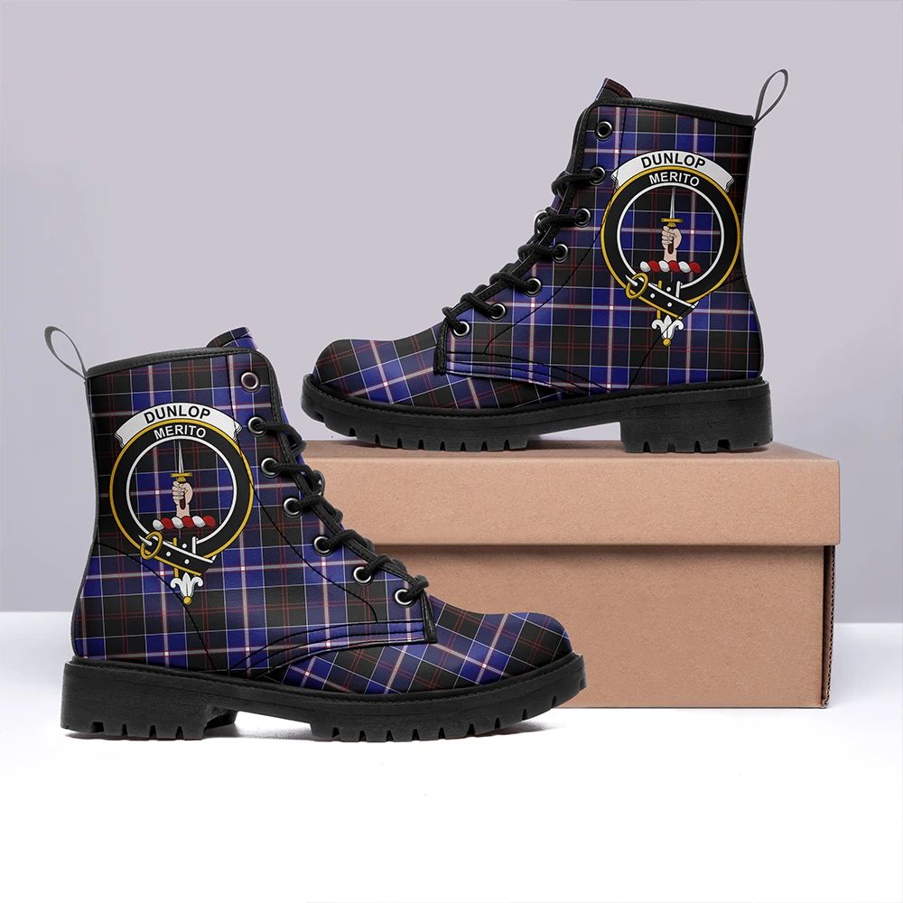 Dunlop Modern Tartan Crest Leather Boots