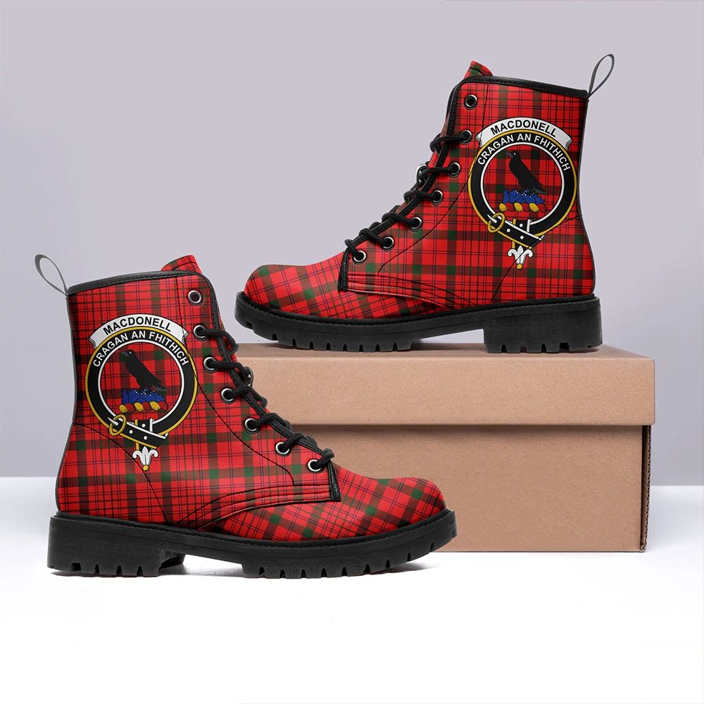 MacDonnell Of Keppoch Modern Tartan Crest Leather Boots