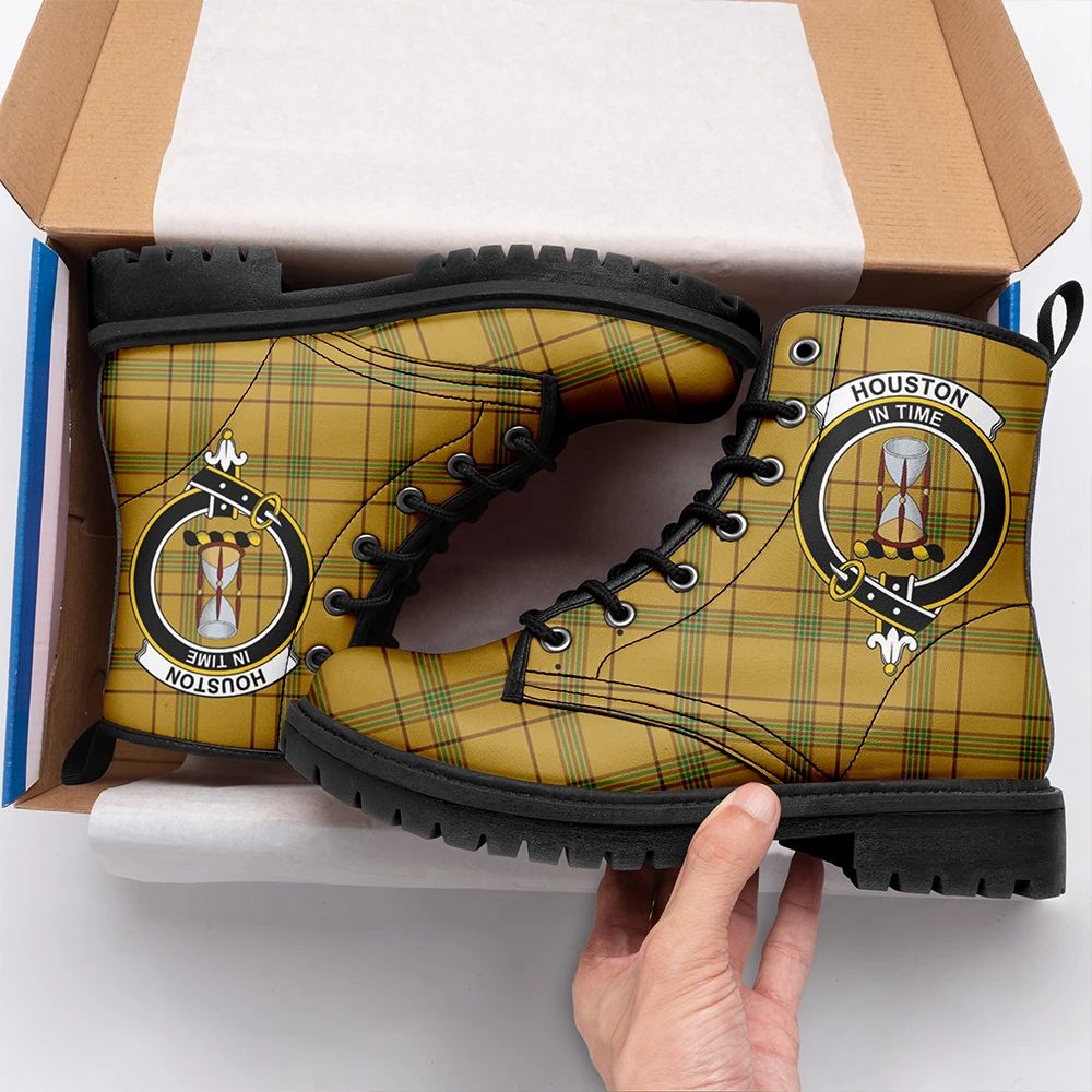 Houston Tartan Crest Leather Boots