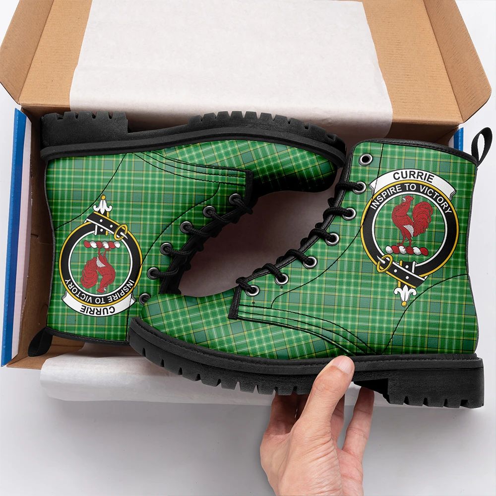 Currie Tartan Crest Leather Boots