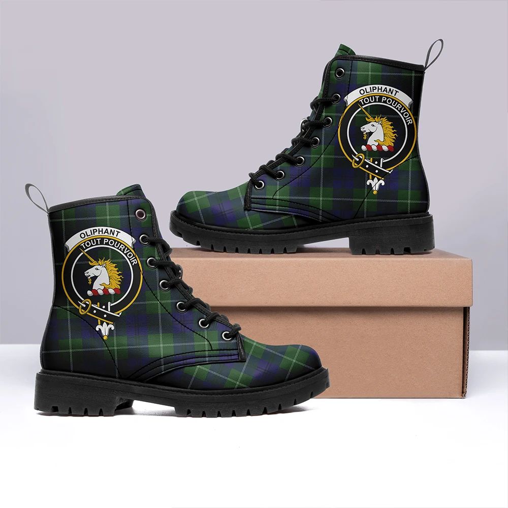 Oliphant Modern Tartan Crest Leather Boots