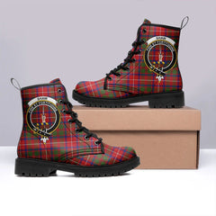 Shaw Red Modern Tartan Crest Leather Boots