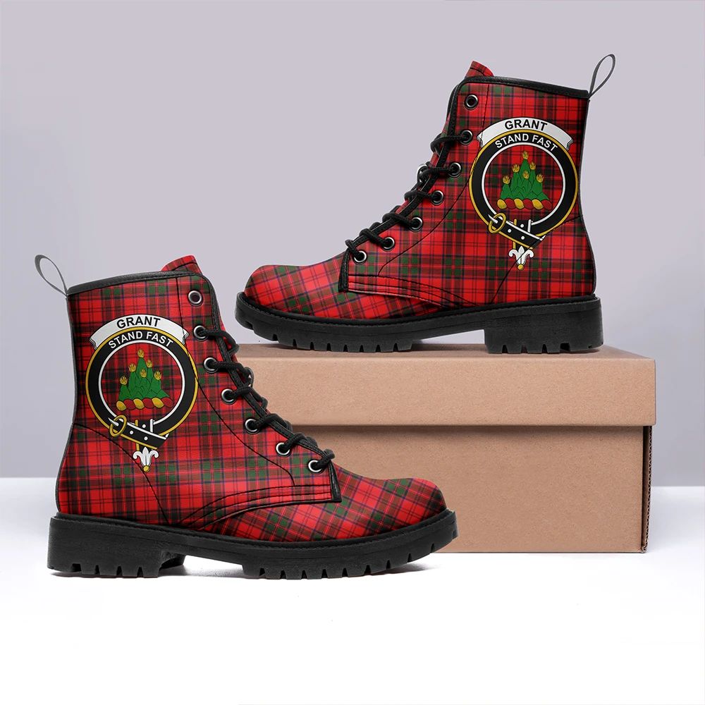 Grant Modern Tartan Crest Leather Boots