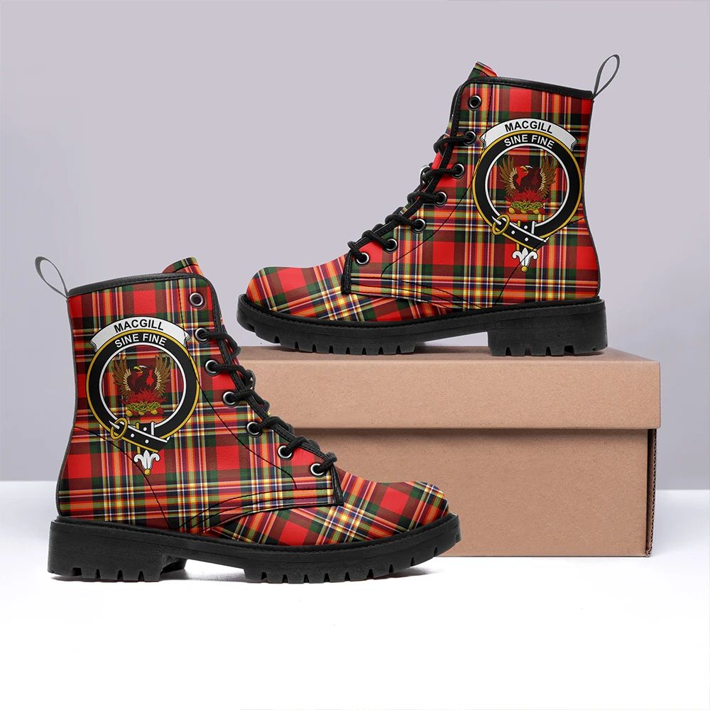 MacGill Modern Tartan Crest Leather Boots