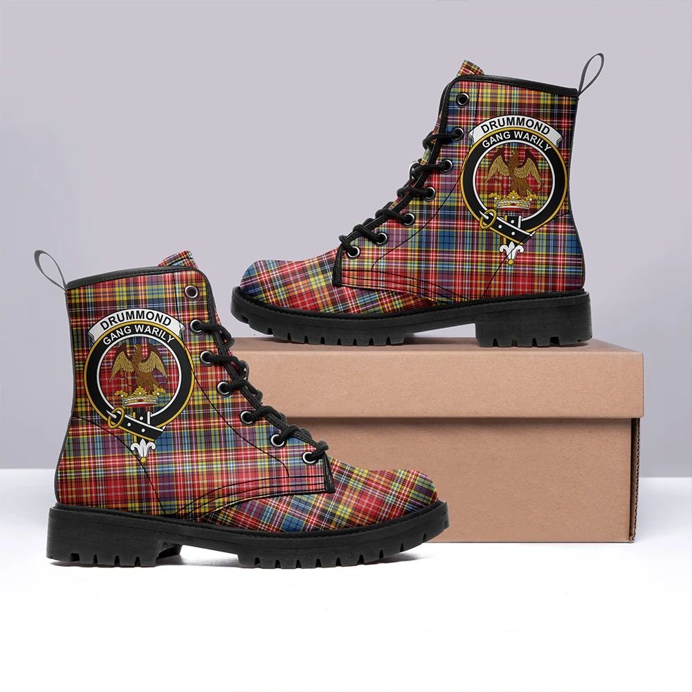 Drummond Of Strathallan Tartan Crest Leather Boots