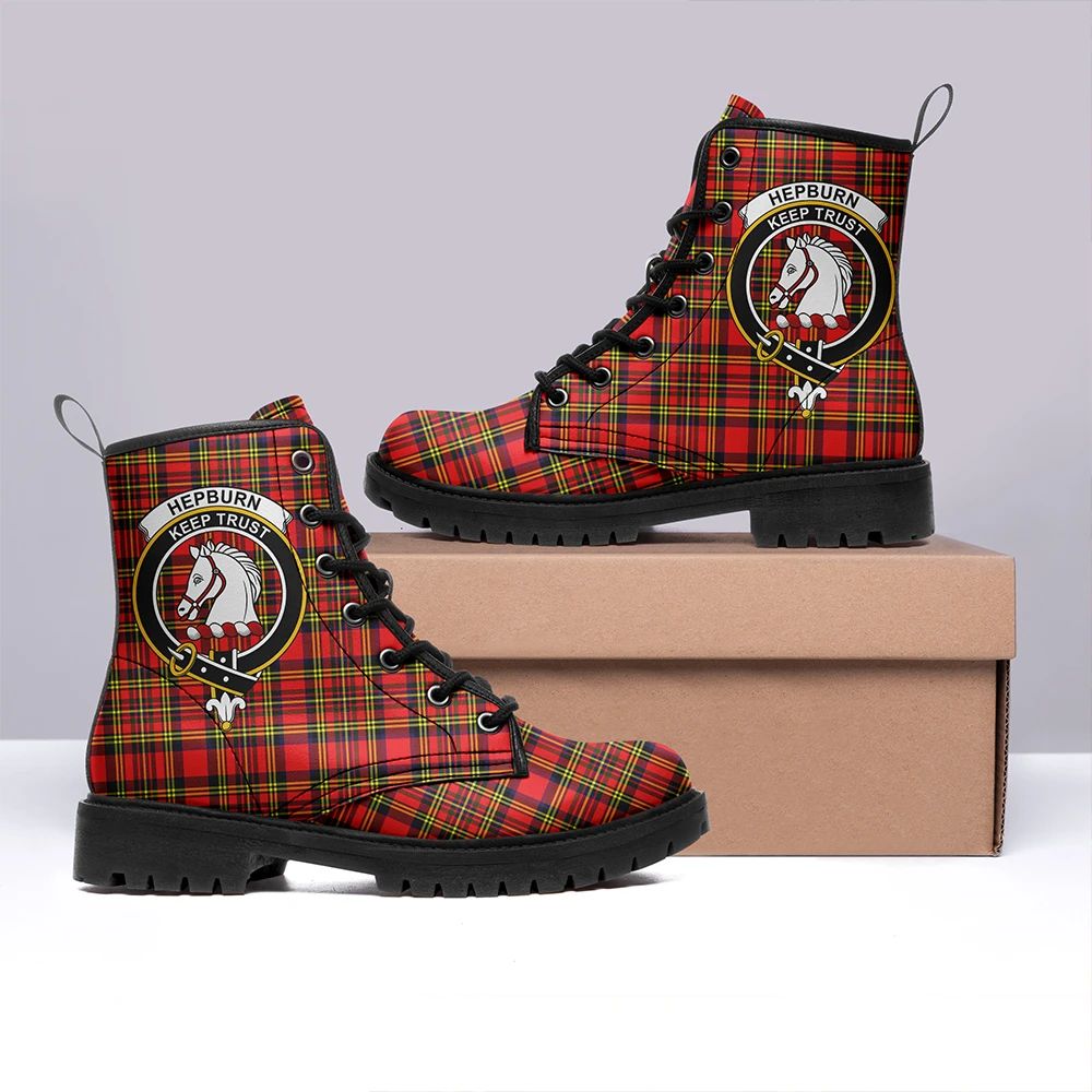 Hepburn Tartan Crest Leather Boots