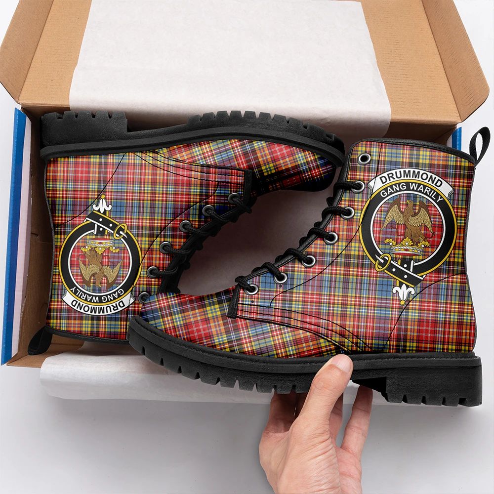 Drummond Of Strathallan Tartan Crest Leather Boots