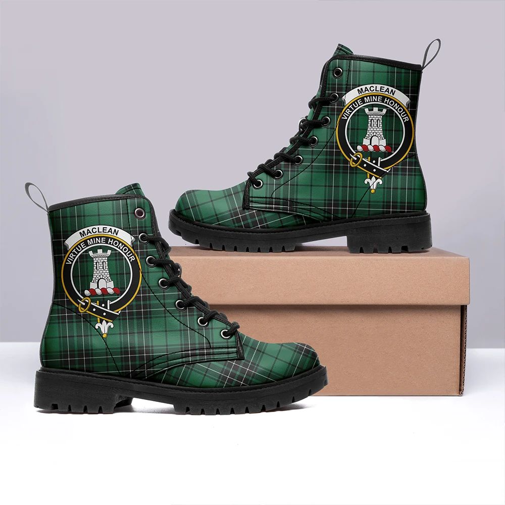 MacLean Hunting Ancient Tartan Crest Leather Boots