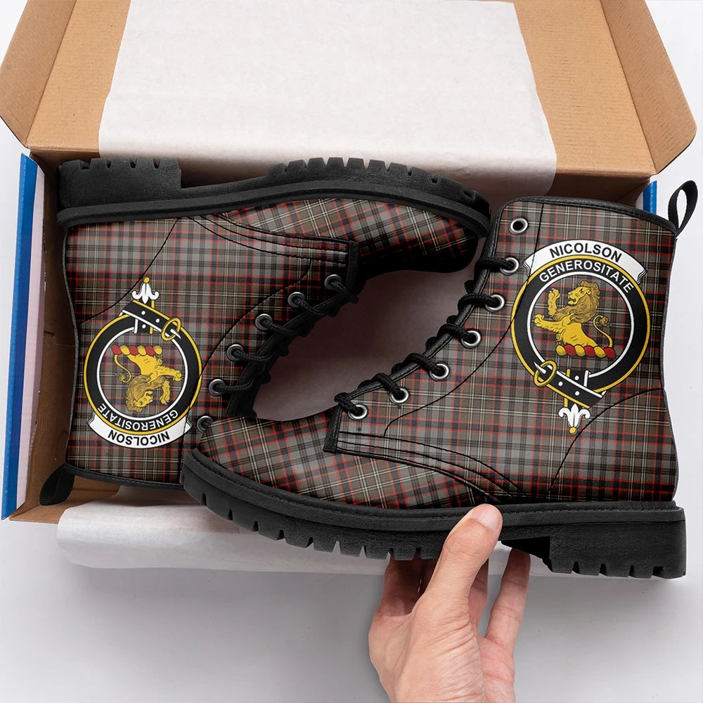 Nicolson Hunting Weathered Tartan Crest Leather Boots